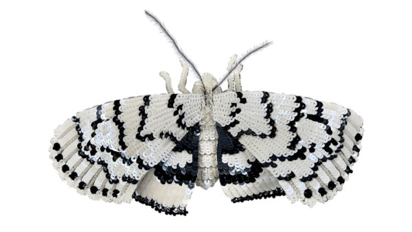 Papillon de nuit – Blanc – Broche magnétique